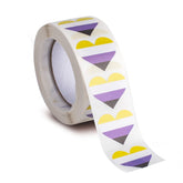 500 Non-Binary Pride Heart Stickers On A Roll